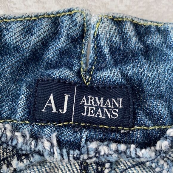 AJ Armani Jeans Blue Denim Skirt Snap Closure - Picture 6 of 7